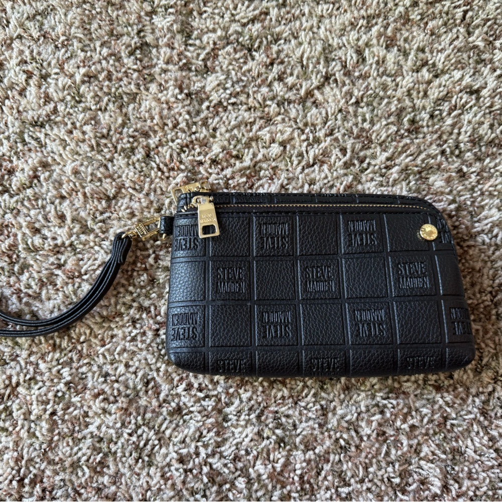 Steve Madden Black Embossed Wristlet